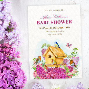 Birdhouse floral bridal shower invitation