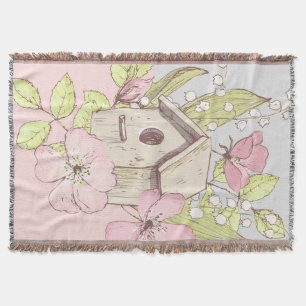 Birdhouse Floral Colorblock Throw Blanket