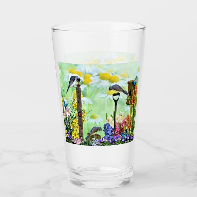 Birdhouse Flower Garden Glass (Front)