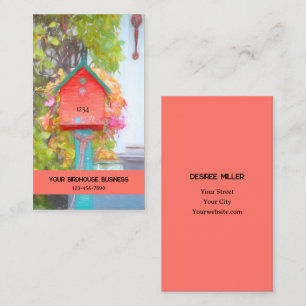 Birdhouse Rustic Red Green Teal Fine Art Country Business Card
