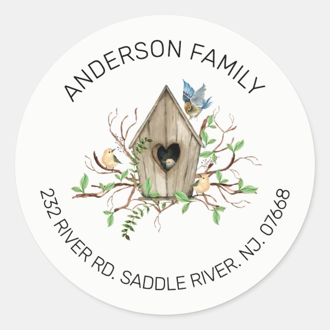 Birdhouse rustique | Nouveau Sticker Étiquette de  (Devant)