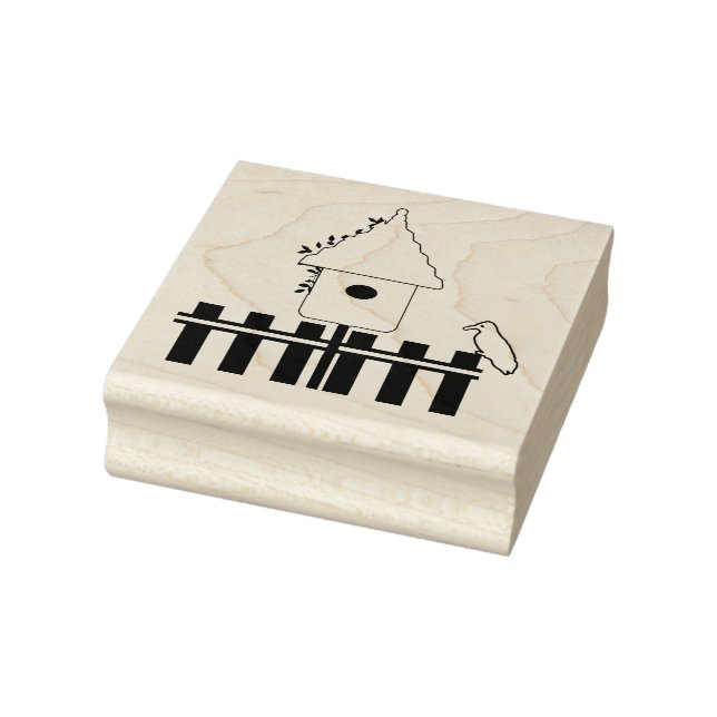 Birdhouse with a Picket Fence Wood Art Stamp (Stamp)