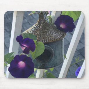 Birdhouse With Morning Glories Close-up Mouse Pad