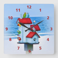 Birdhouse with Parrots and Parakeets