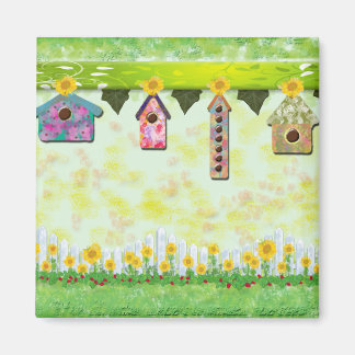 Birdhouses in Spring Magnet