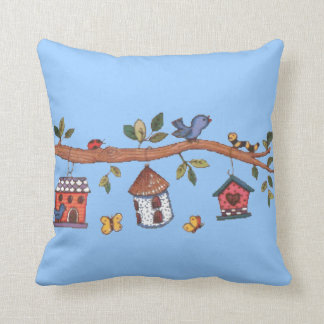 Birdhouses Throw Pillow