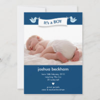 Birdie Banner Baby Photo Birth Announcement
