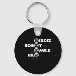 Birdie Bogey Eagle Par Beer Golf Ball Funny Golfer Keychain