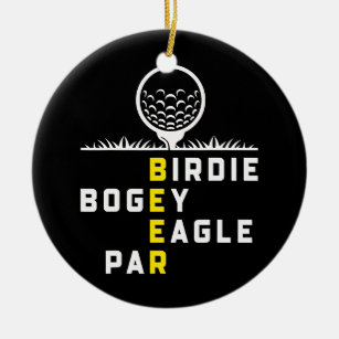 Birdie Bogey Eagle Par Beer Golfers Funny Golfing Ceramic Ornament