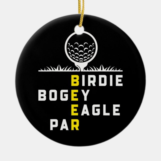 Birdie Bogey Eagle Par Beer Golfers Funny Golfing Ceramic Ornament (Front)