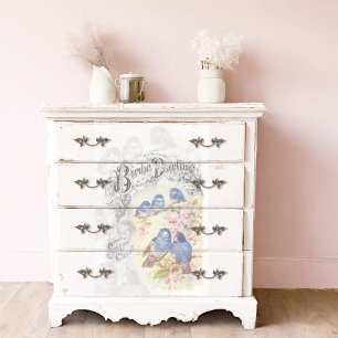 Birdie Darling Blue Birds Cherry Blossom Decoupage Tissue Paper