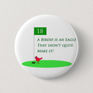 Birdie Eagle Golf Cartoon Button