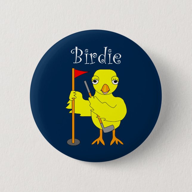 Birdie Golfer Chick 2 Inch Round Button (Front)