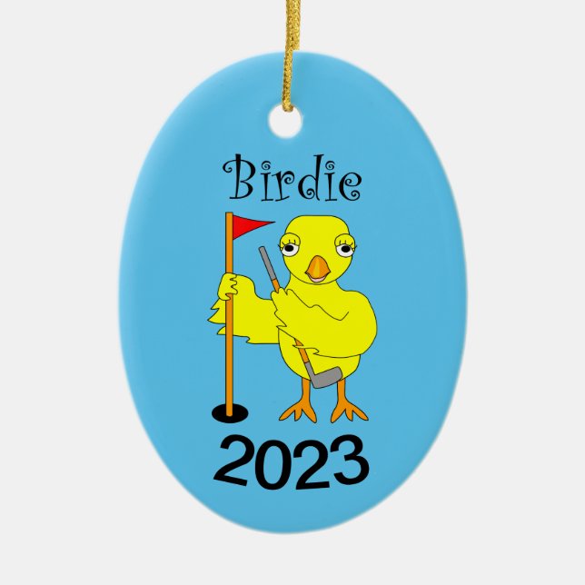 Birdie Golfer Chick Ceramic Ornament (Front)