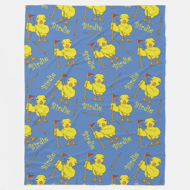 Birdie Golfer Chick Fleece Blanket (Front)