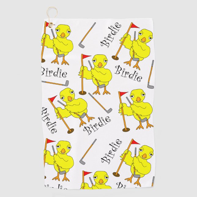 Birdie Golfer Chick Golf Towel (Front)