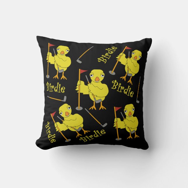 Birdie Golfer Chick Throw Pillow (Front)