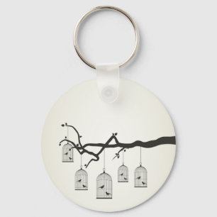 Birdie in a cage3 keychain