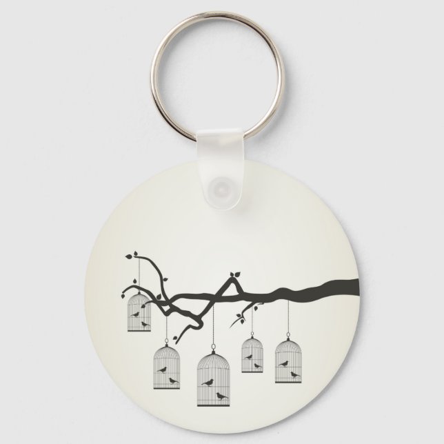 Birdie in a cage3 keychain (Front)
