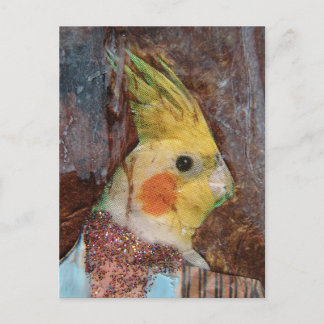 Birdie Mixed Media Postcard