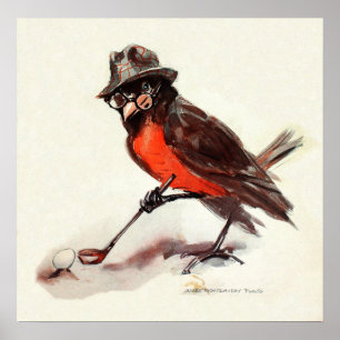 Birdie - Vintage Golf Watercolour Print