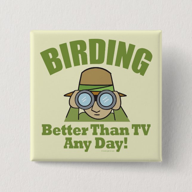 Birding 2 Inch Square Button (Front)