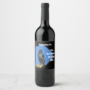 Birding Club Welcome Beautiful Starling Photo Bird Wine Label