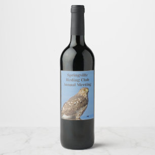 Birding Club Wild Raptor Bird Hawk Hobby Meeting Wine Label