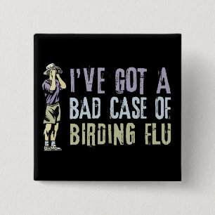 Birding Flu 2 Inch Square Button