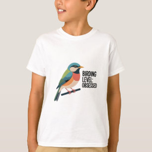 Birding Level: Obsessed - Colourful Birdwatcher De T-Shirt