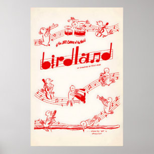 Birdland jazz poster - 52nd St - New York - 1950s