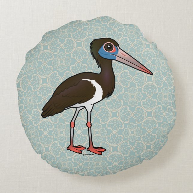 Birdorable Abdim's Stork Round Pillow (Back)
