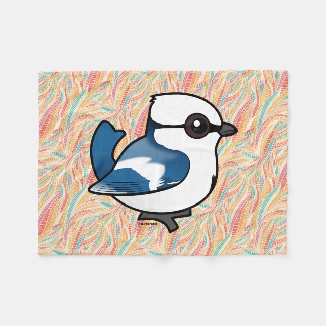 Birdorable Azure Tit Fleece Blanket (Front (Horizontal))