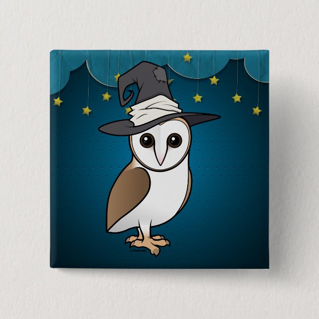 Birdorable Barn Owl Witch 2 Inch Square Button (Front)