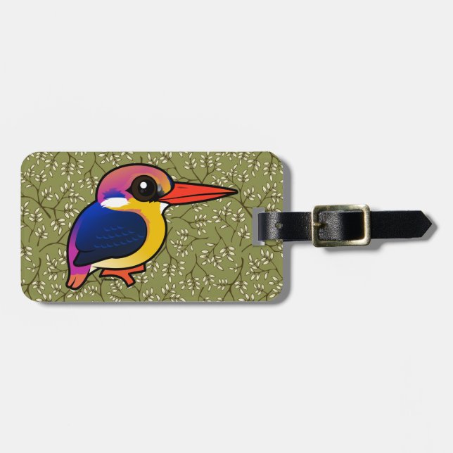Birdorable Black-backed Dwarf-Kingfisher Luggage Tag (Front Horizontal)