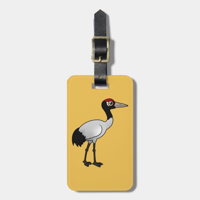 Birdorable Black-necked Crane Luggage Tag (Front Vertical)