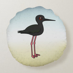 Birdorable Black Stilt Round Pillow