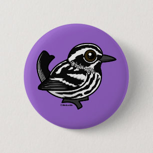 Birdorable Black & White Warbler 2 Inch Round Button