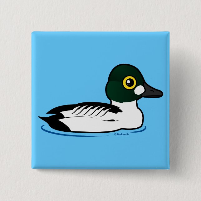 Birdorable Common Goldeneye 2 Inch Square Button (Front)