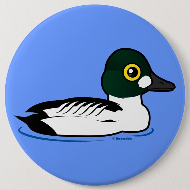 Birdorable Common Goldeneye 6 Inch Round Button (Front)