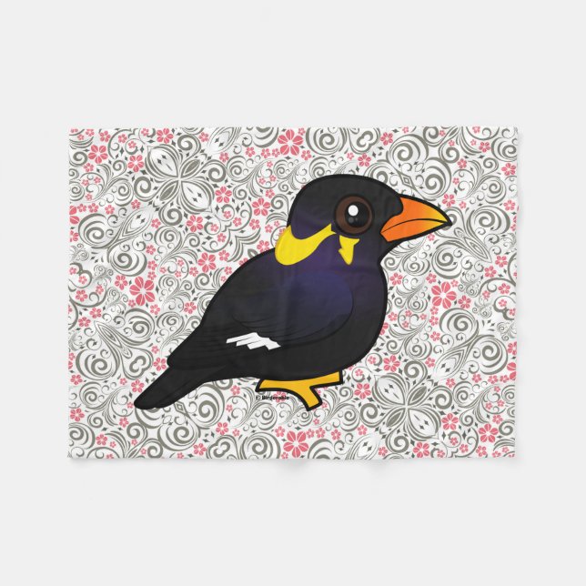 Birdorable Common Hill Myna Fleece Blanket (Front (Horizontal))