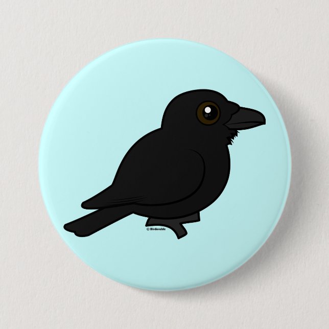 Birdorable Common Raven 3 Inch Round Button (Front)