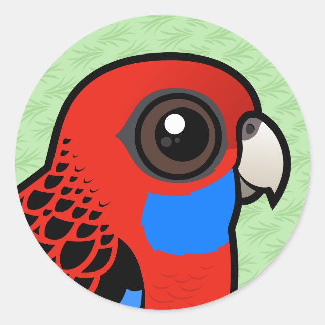 Birdorable Crimson Rosella Classic Round Sticker (Front)