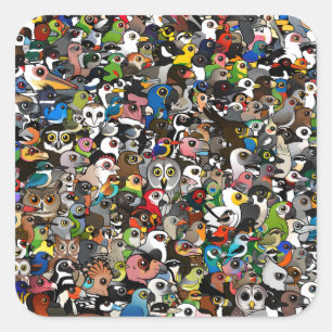 Birdorable Crowd Square Sticker