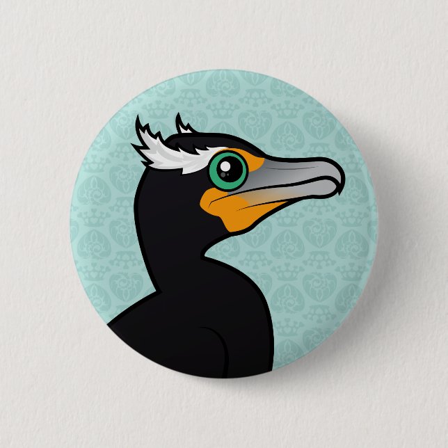Birdorable Double-crested Cormorant 2 Inch Round Button (Front)