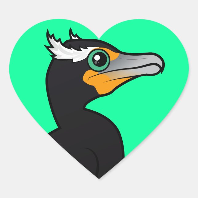 Birdorable Double-crested Cormorant Heart Sticker (Front)