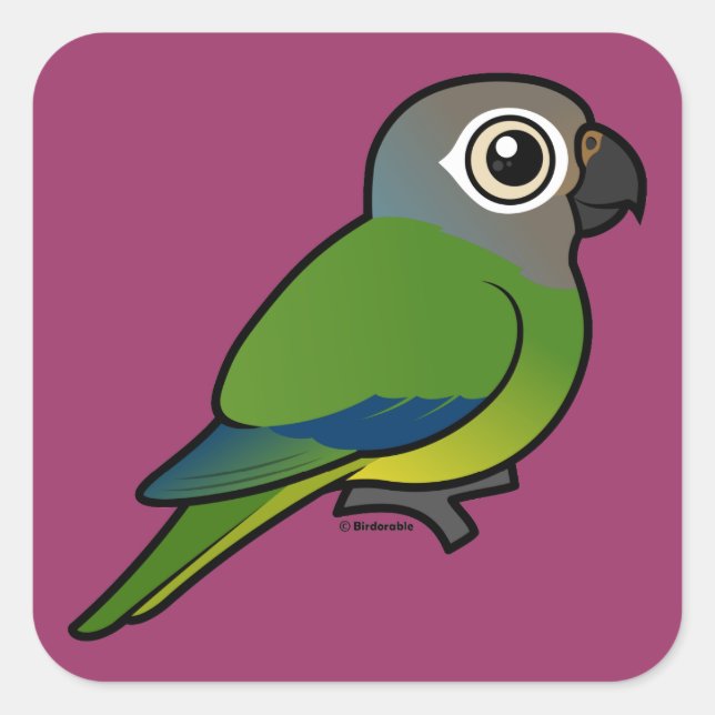 Birdorable Dusky-headed Conure Square Sticker (Front)