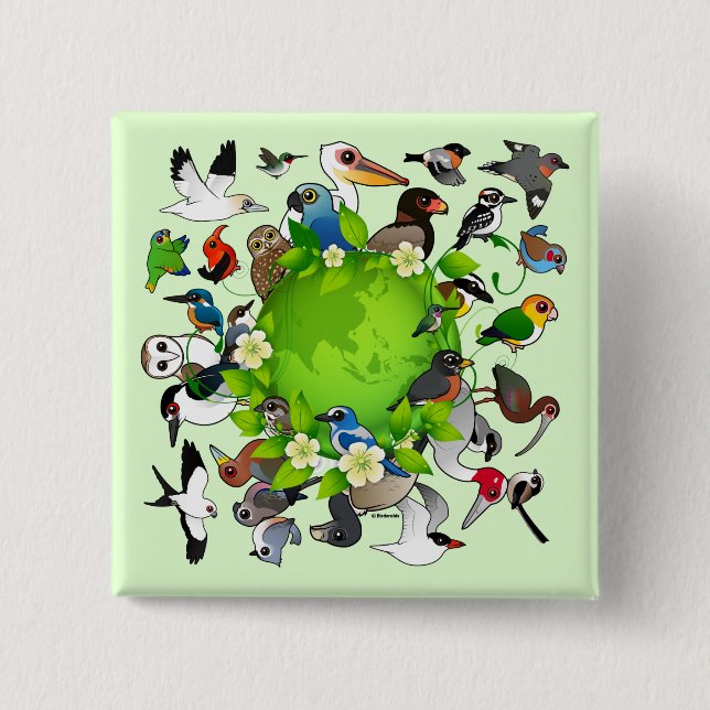 Birdorable Earth Day 2 Inch Square Button (Front)