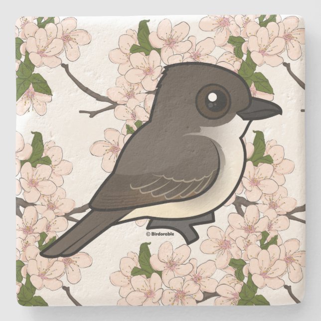 Birdorable Eastern Phoebe Stone Coaster (Front)