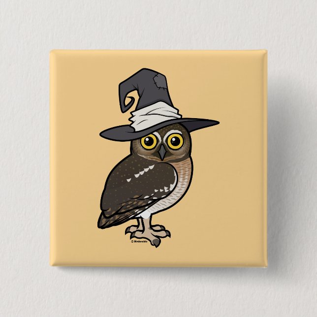 Birdorable Elf Owl Witch 2 Inch Square Button (Front)